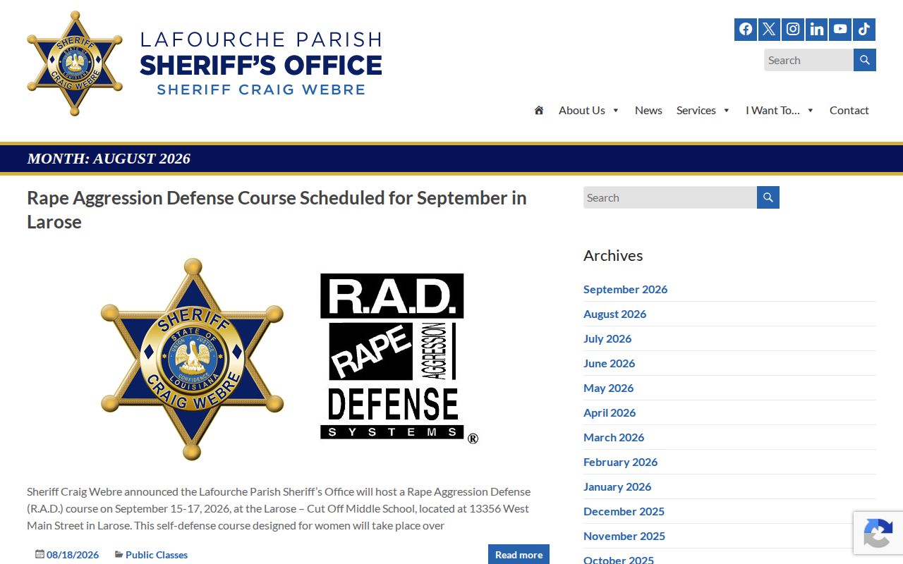 LPSO official news archive relevant to Thibodaux recent arrests